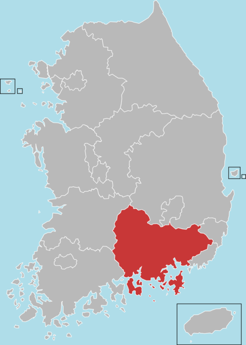 Carte Corée du Sud : Gyeonsang du Sud